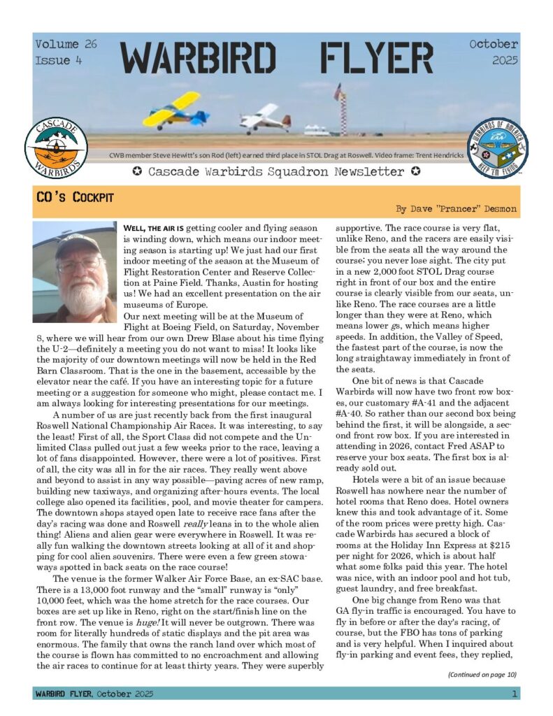 October 2025 Warbird Flyer